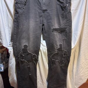 Grindhouse Distressed Black Denim Jeans sz 40 2-3